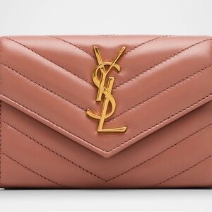 YSL Monogram Small Flap Wallet in Smooth Leather - Hortensia